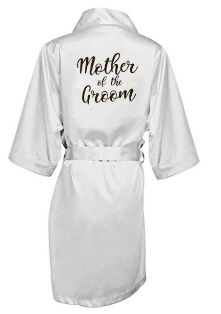 new bride bridesmaid robe with white black letters mother sister of the bride wedding gift bathrobe kimono satin robes