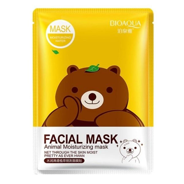 BIOAQUA 1PC Cartoon Animal Moisturizing Face Facial Mask Fresh Anti-Acne Plant Extract Oil Control Hydrating Sheet Face Mask