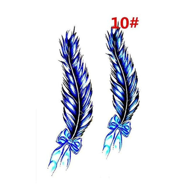 Sale New Sweet Blue Feather Flower Arm Back Temporary Stickers Female Men Couple Disposable Tattoo Stickers Fashion Body Art