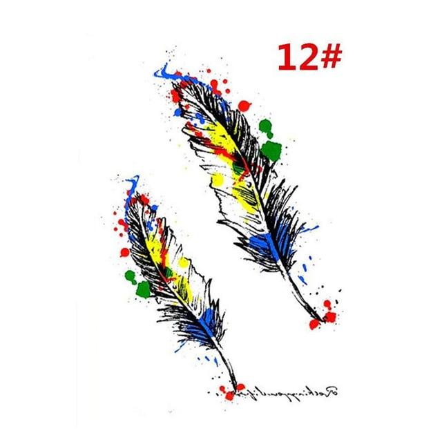 Sale New Sweet Blue Feather Flower Arm Back Temporary Stickers Female Men Couple Disposable Tattoo Stickers Fashion Body Art