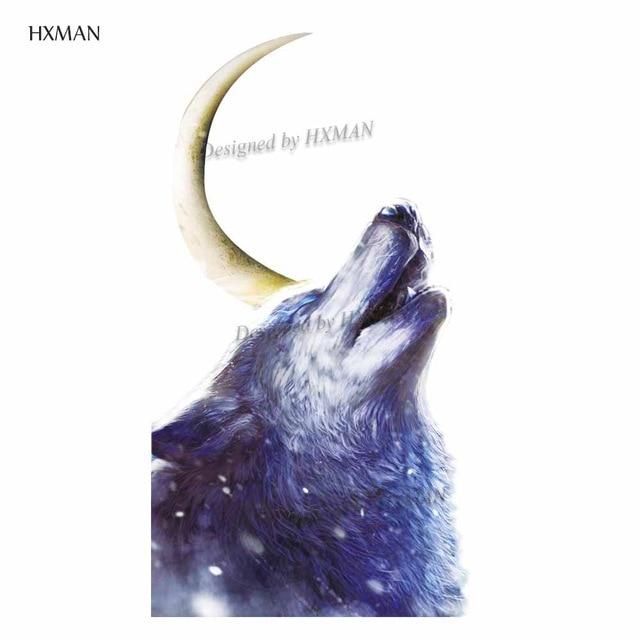 HXMAN Watercolor Wolf Tiger Temporary Tattoos Waterproof Women Fake Kids Children Hand Tattoos Men Body Art 9.8X6cm A-005