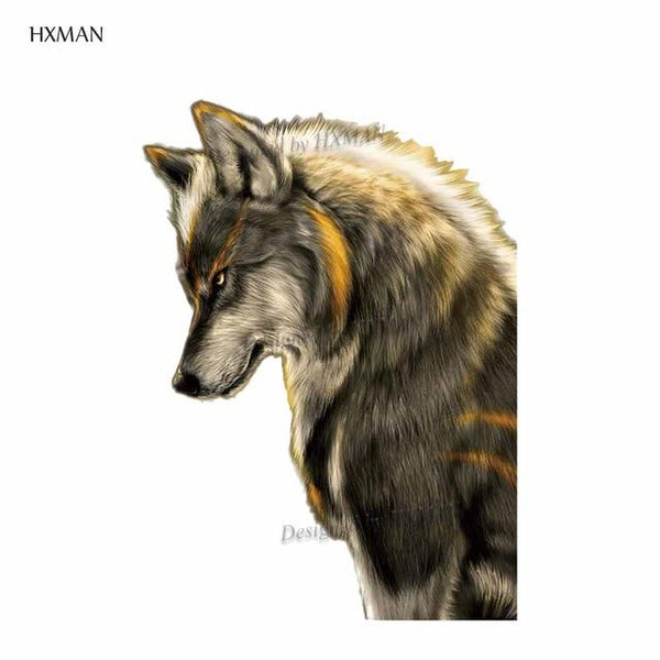 HXMAN Watercolor Wolf Tiger Temporary Tattoos Waterproof Women Fake Kids Children Hand Tattoos Men Body Art 9.8X6cm A-005