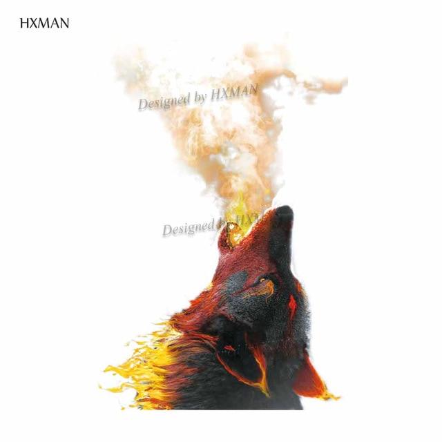 HXMAN Watercolor Wolf Tiger Temporary Tattoos Waterproof Women Fake Kids Children Hand Tattoos Men Body Art 9.8X6cm A-005