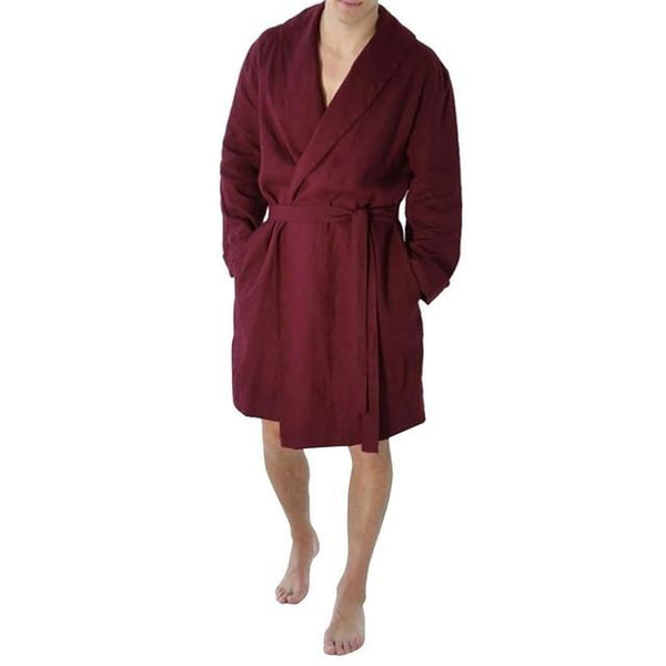 Men's Linen Pajama Casual Pure Color Cotton Linen Long Bathrobe Sexy Home Nightgown Pajamas Robe Nightgown Men Summer Ð¿Ð¸Ð¶Ð°Ð¼Ð°