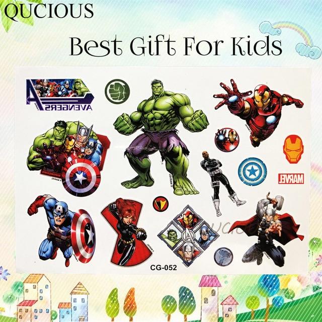 Cartoon Water Transfermation Temporary Children Tattoo Paper For Boy Kids Ninja Turtle Avengers Tatoo Flash Fake Tattoo Stickers