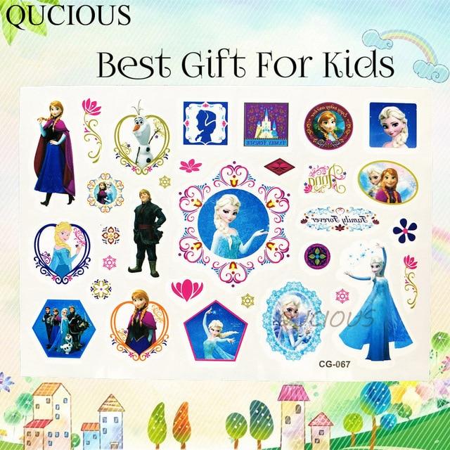 Waterproof Cartoon Temporary Tattoo For Girl Sofia Princess Body Art Tatoo Sticker Baby Kids Barbie Hello Kitty DIY Fake Tattoos