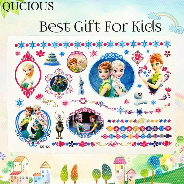Waterproof Cartoon Temporary Tattoo For Girl Sofia Princess Body Art Tatoo Sticker Baby Kids Barbie Hello Kitty DIY Fake Tattoos
