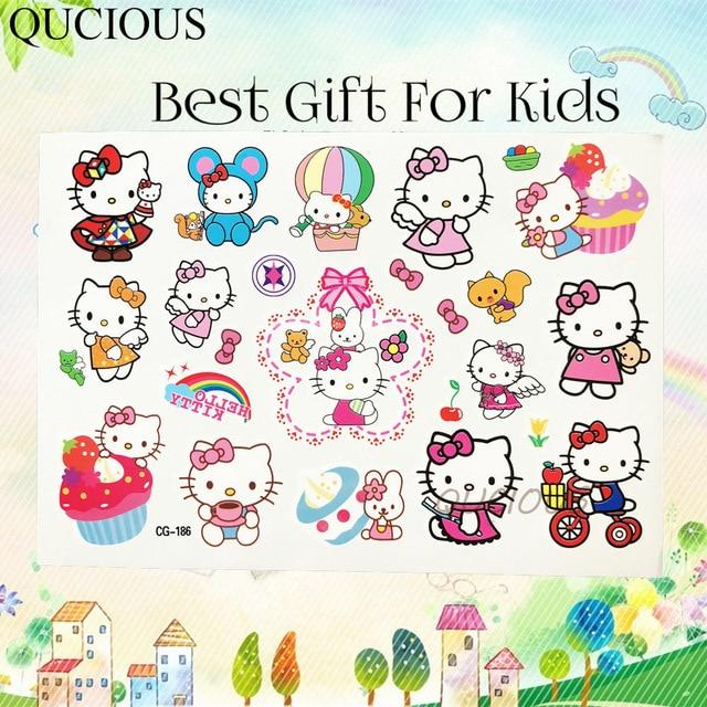 Waterproof Cartoon Temporary Tattoo For Girl Sofia Princess Body Art Tatoo Sticker Baby Kids Barbie Hello Kitty DIY Fake Tattoos