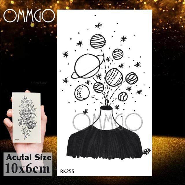 OMMGO Bulb Glass Mountain Pine Tree Temporary Tattoos Sticker Triangle Wave Custom Tattoo Body Art Arm Black Small Fake Tatoos