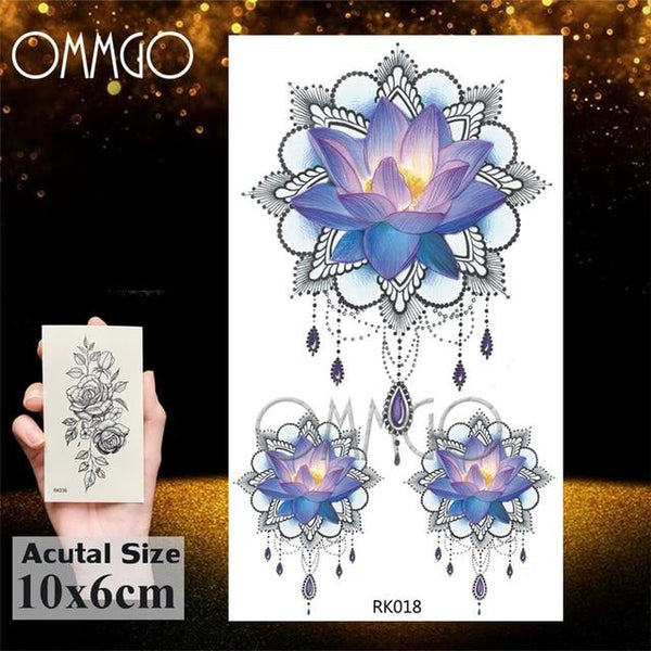 OMMGO Bulb Glass Mountain Pine Tree Temporary Tattoos Sticker Triangle Wave Custom Tattoo Body Art Arm Black Small Fake Tatoos