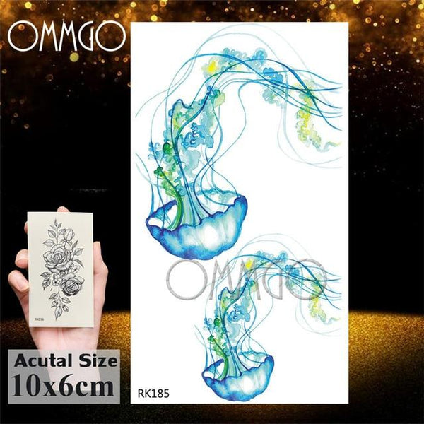 OMMGO Bulb Glass Mountain Pine Tree Temporary Tattoos Sticker Triangle Wave Custom Tattoo Body Art Arm Black Small Fake Tatoos