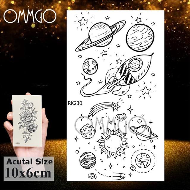 OMMGO Bulb Glass Mountain Pine Tree Temporary Tattoos Sticker Triangle Wave Custom Tattoo Body Art Arm Black Small Fake Tatoos