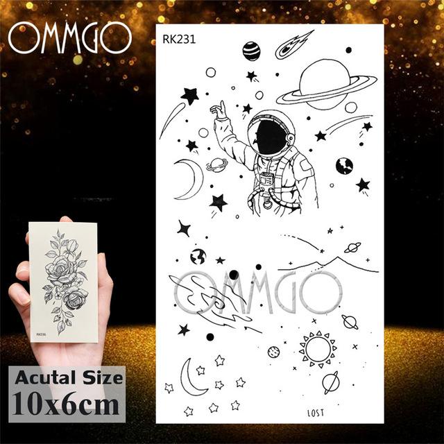 OMMGO Bulb Glass Mountain Pine Tree Temporary Tattoos Sticker Triangle Wave Custom Tattoo Body Art Arm Black Small Fake Tatoos
