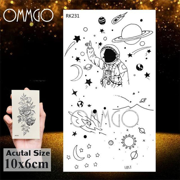 OMMGO Bulb Glass Mountain Pine Tree Temporary Tattoos Sticker Triangle Wave Custom Tattoo Body Art Arm Black Small Fake Tatoos