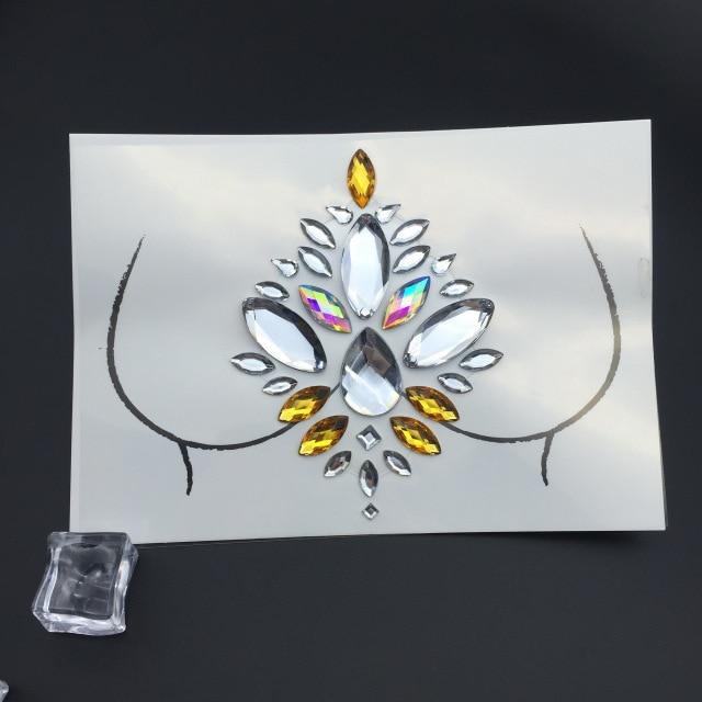 Temporary Rhinestone Glitter Tattoo Stickers Face Jewels Gems Festival Party Makeup Body Jewels Flash Fake Temporary Tattoos