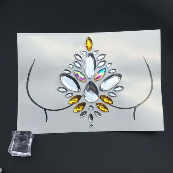 Temporary Rhinestone Glitter Tattoo Stickers Face Jewels Gems Festival Party Makeup Body Jewels Flash Fake Temporary Tattoos