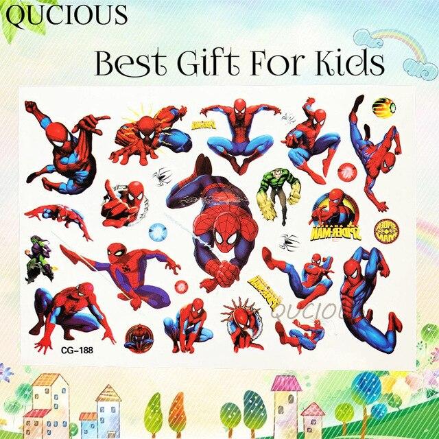 Flash Cartoon Hero Temporary Tattoos Paper For Kids Boys Avengers Hulk Tatoos Fake Mask Superman 3D Tattoo Sticker Children Gift