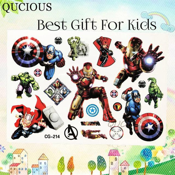 Flash Cartoon Hero Temporary Tattoos Paper For Kids Boys Avengers Hulk Tatoos Fake Mask Superman 3D Tattoo Sticker Children Gift