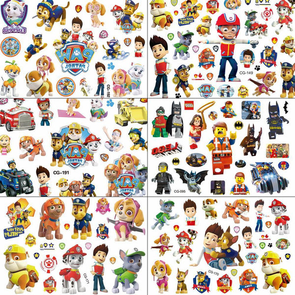 Cartoon Dog Police Team Temporary Tattoo For Boys Children Hero Tatoo Paper Paste Waterproof Flash Fake Tattoo Sticker Kids Gift