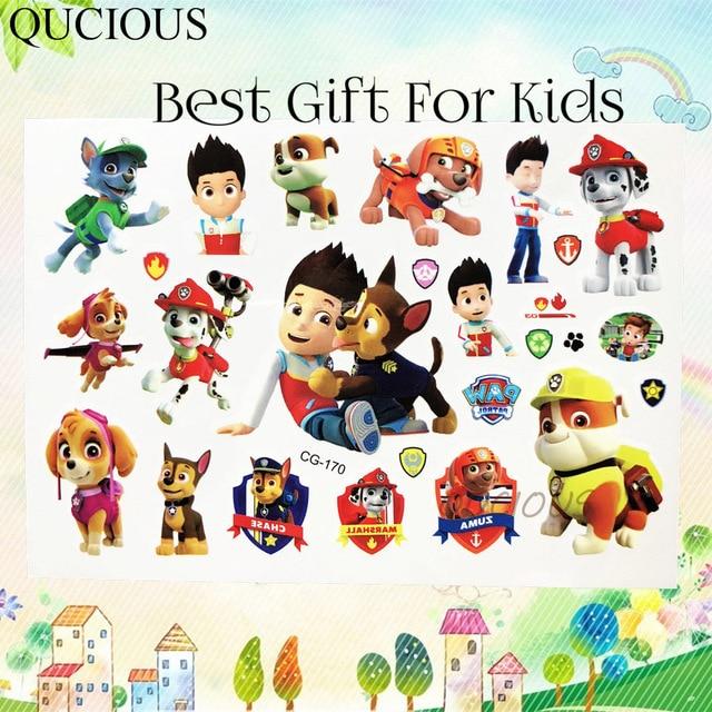 Cartoon Dog Police Team Temporary Tattoo For Boys Children Hero Tatoo Paper Paste Waterproof Flash Fake Tattoo Sticker Kids Gift