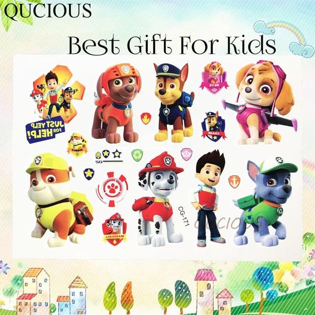 Cartoon Dog Police Team Temporary Tattoo For Boys Children Hero Tatoo Paper Paste Waterproof Flash Fake Tattoo Sticker Kids Gift