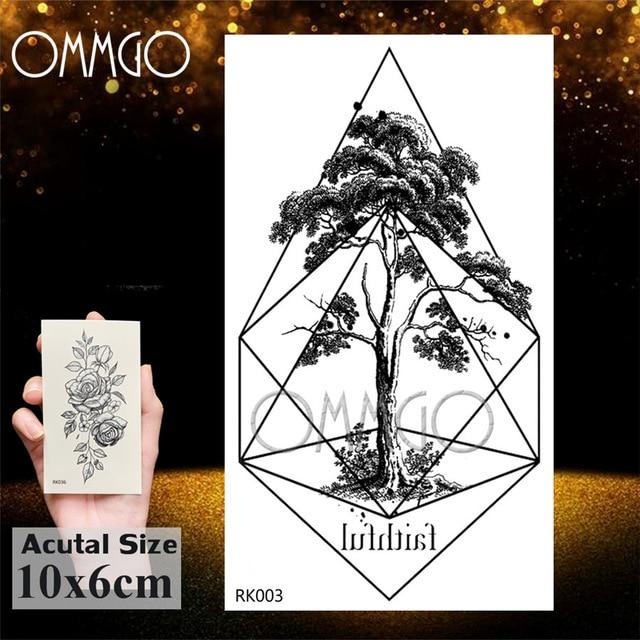 OMMGO HOT 3D Black Henna Flower Rose Temporary Tattoos For Girls Women Tattoo Sticker Leaf Custom Wholesale Tatoos Body Art Kit