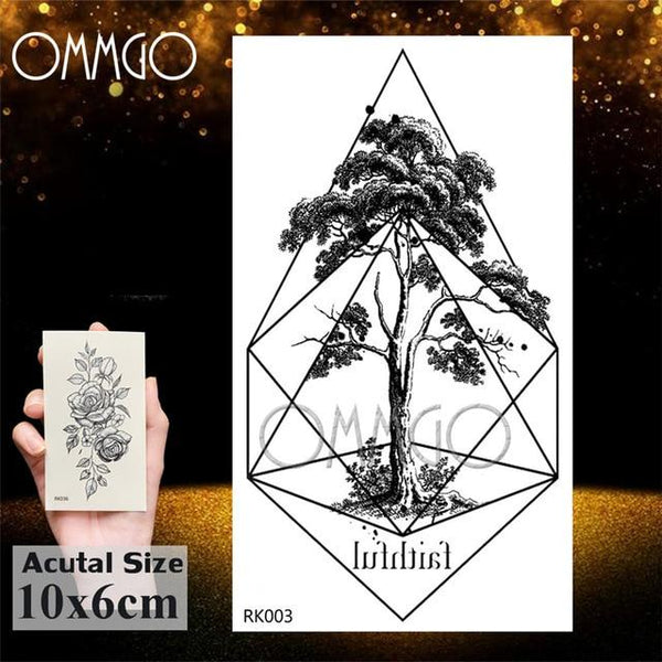 OMMGO HOT 3D Black Henna Flower Rose Temporary Tattoos For Girls Women Tattoo Sticker Leaf Custom Wholesale Tatoos Body Art Kit