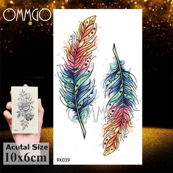 OMMGO HOT 3D Black Henna Flower Rose Temporary Tattoos For Girls Women Tattoo Sticker Leaf Custom Wholesale Tatoos Body Art Kit