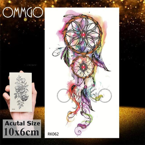 OMMGO HOT 3D Black Henna Flower Rose Temporary Tattoos For Girls Women Tattoo Sticker Leaf Custom Wholesale Tatoos Body Art Kit