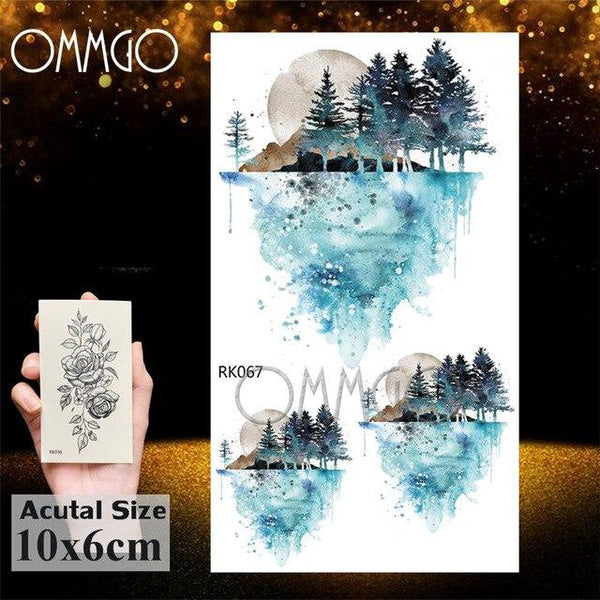 OMMGO HOT 3D Black Henna Flower Rose Temporary Tattoos For Girls Women Tattoo Sticker Leaf Custom Wholesale Tatoos Body Art Kit