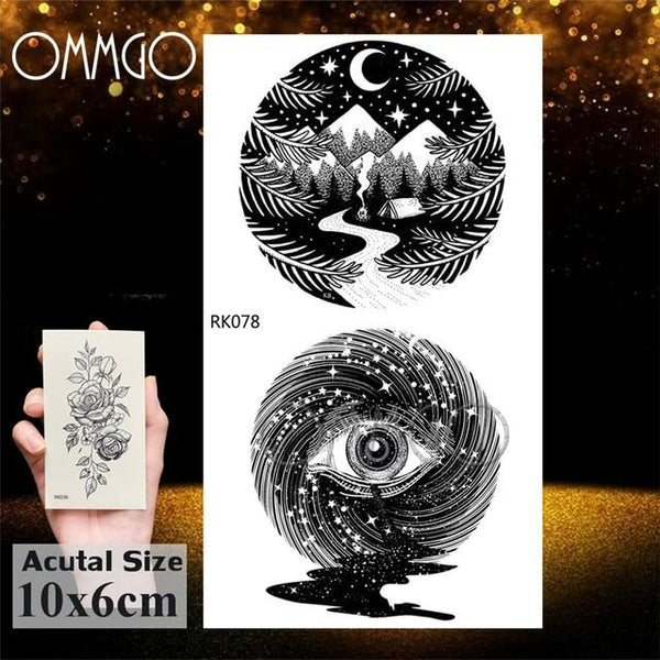 OMMGO HOT 3D Black Henna Flower Rose Temporary Tattoos For Girls Women Tattoo Sticker Leaf Custom Wholesale Tatoos Body Art Kit