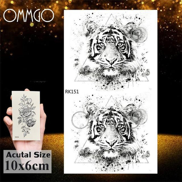 OMMGO HOT 3D Black Henna Flower Rose Temporary Tattoos For Girls Women Tattoo Sticker Leaf Custom Wholesale Tatoos Body Art Kit