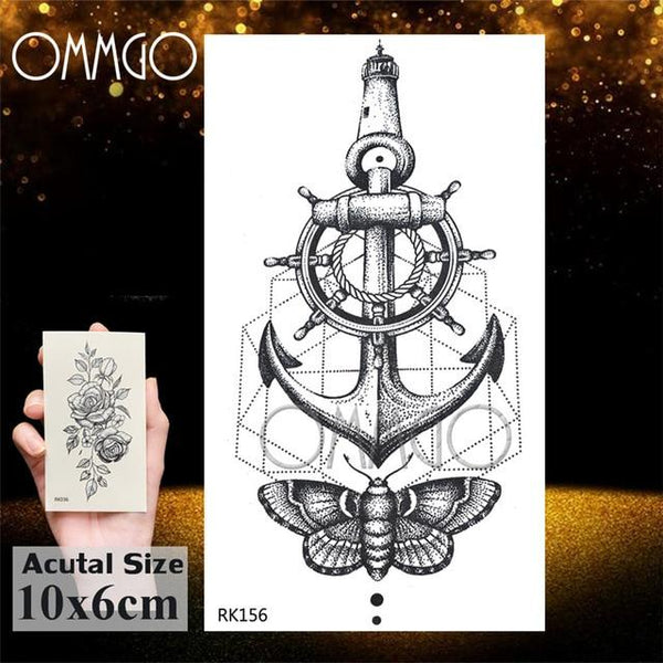 OMMGO HOT 3D Black Henna Flower Rose Temporary Tattoos For Girls Women Tattoo Sticker Leaf Custom Wholesale Tatoos Body Art Kit