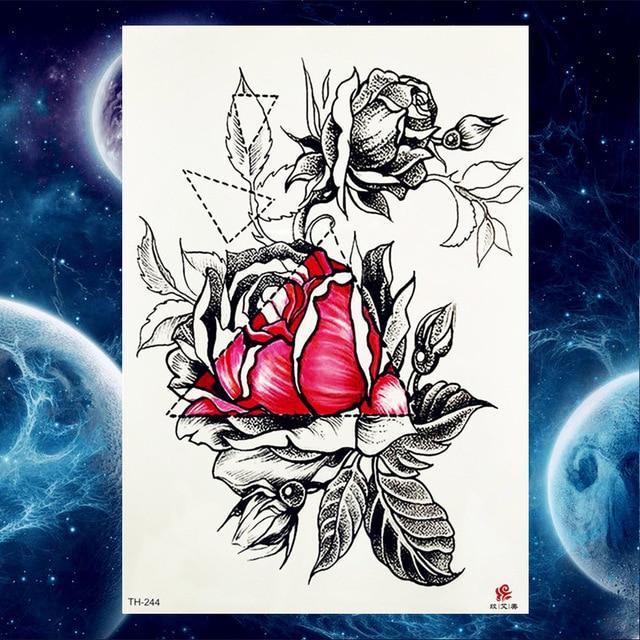 YURAN Black Tulip Totem Tattoos Stickers Women Body Waist Arm Art Bracelet Tattoos Temporary Girls Butterfly Tatoos Rose Chains