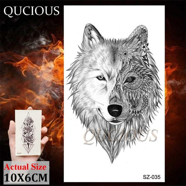 DIY Forest Design Waterproof Fake Temporary Tattoo of Wolf Sexy Women Body Art Arm Tattoos Paper For Men Boys Girls Tatoo Cover