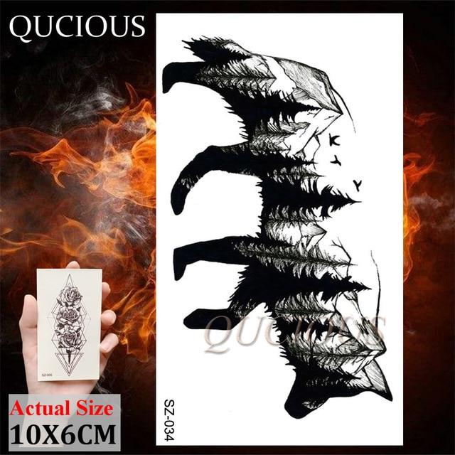 DIY Forest Design Waterproof Fake Temporary Tattoo of Wolf Sexy Women Body Art Arm Tattoos Paper For Men Boys Girls Tatoo Cover
