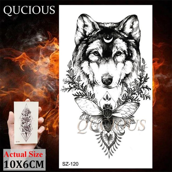 DIY Forest Design Waterproof Fake Temporary Tattoo of Wolf Sexy Women Body Art Arm Tattoos Paper For Men Boys Girls Tatoo Cover