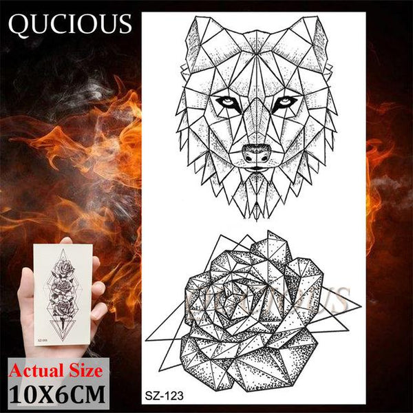 DIY Forest Design Waterproof Fake Temporary Tattoo of Wolf Sexy Women Body Art Arm Tattoos Paper For Men Boys Girls Tatoo Cover