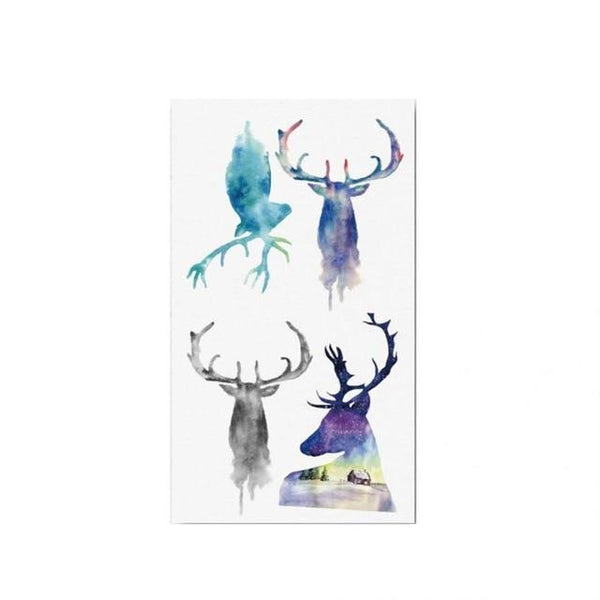 Sale Colorful Cartoon New tattoo sticker animal sticker disposable Black Bird fish Flower Deer Body Art Fake Water Transfer