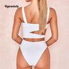 2019 White Sexy Hollow Out One Piece Swimsuit Bandage Swimwear Women High Cut Beach Bathing Suit Monokini Swimsuit