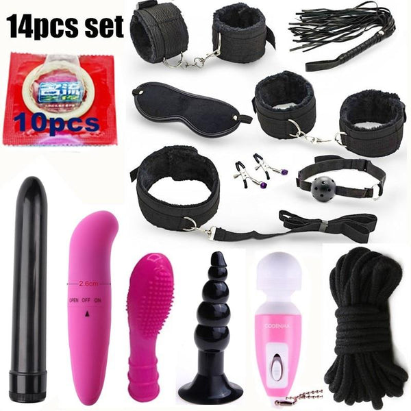 14pcs set bdsm Anal Vagina Vibrators for Women Dildo Vibrator Sex Bondage Fetish Kit Restraints Erotic Toys for Adults Couples S