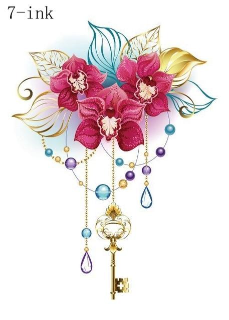 Temporary Tattoo Sticker large size body art flower Moonlight Cat God  water Transfer Fake Tattoo Flash tatto for women men