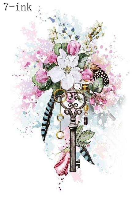 Temporary Tattoo Sticker large size body art flower Moonlight Cat God  water Transfer Fake Tattoo Flash tatto for women men