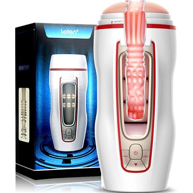 Leten Full Automatic Male Masturbation Cup Pocket Pussy Artificial Vagina 10 Modes Strong Vibrator Sex Toy Masturbator For Man