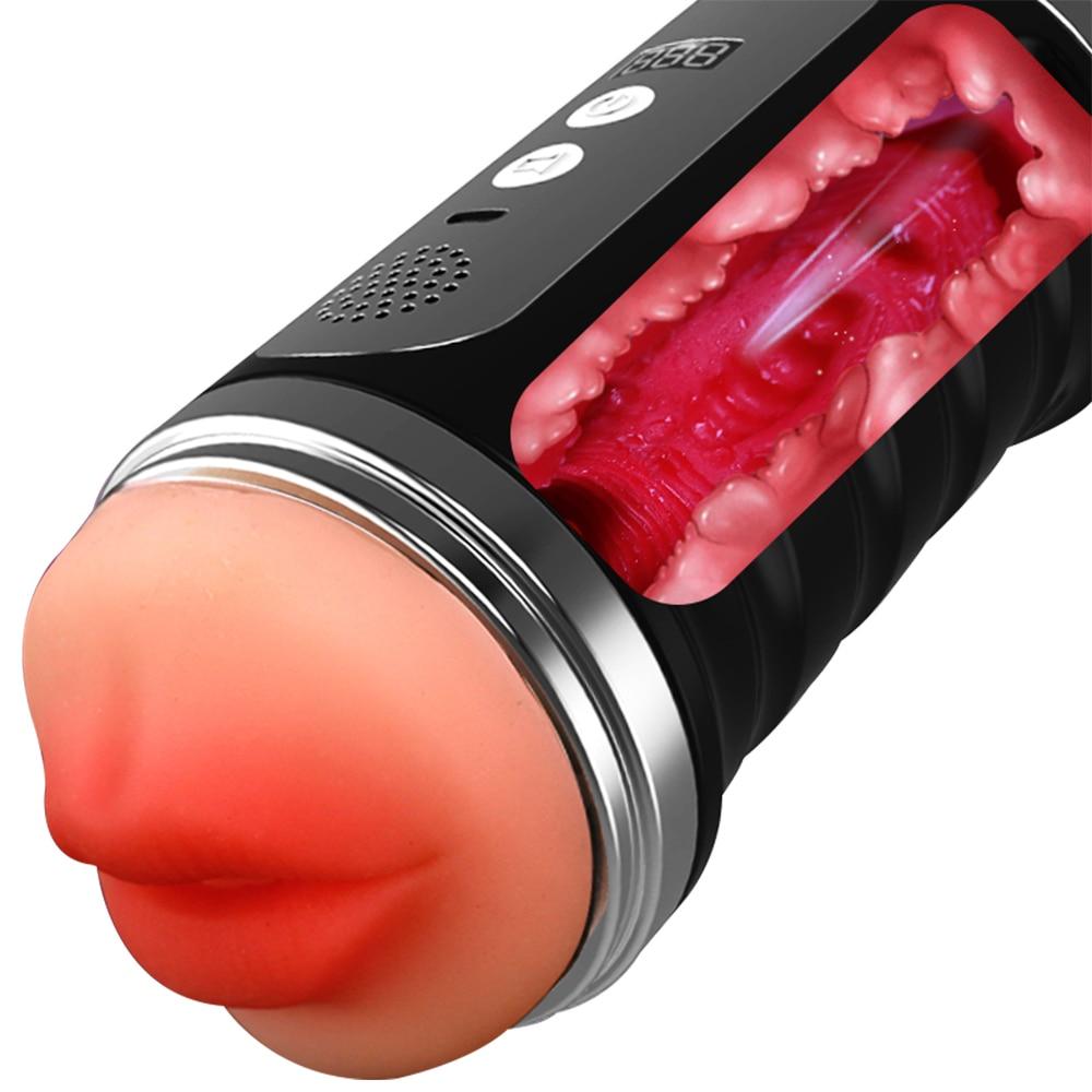 MQFORU Deep Throat Oral Sex Machine Vibrator Men Double Channel Male Masturbation Cup Artificial Vagina Real Pussy Anal Sex Toys
