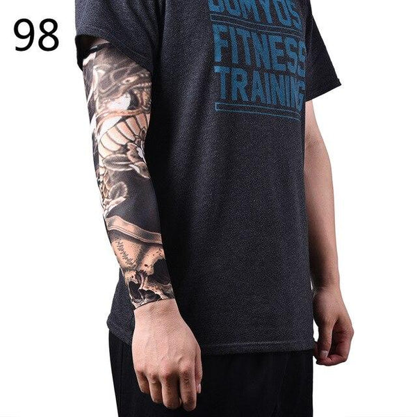 New Fake Temporary Tattoo Sleeves Tattoos Full Long Slip On Arm Tattoo Sleeve Kit Men Elastic Nylon Glove Tattoos