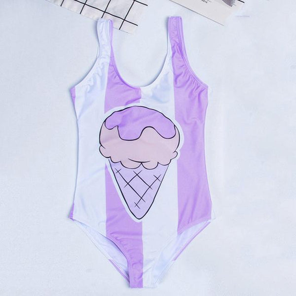 2019 New Sexy Women One Piece Swimsuit 3D Print cartoon Strap Backless Swimsuit Bathing Suit Summer Beachwear Monokini Swimsuit