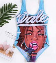 2019 New Sexy Women One Piece Swimsuit 3D Print cartoon Strap Backless Swimsuit Bathing Suit Summer Beachwear Monokini Swimsuit