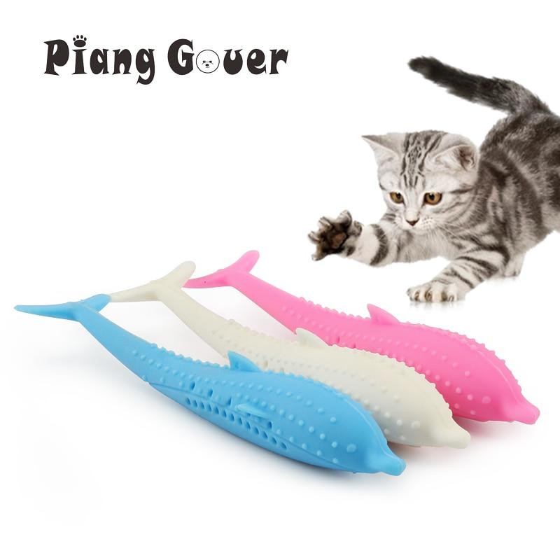 Soft Silicone Mint Fish Cat Toy Catnip Pet Toy Clean Teeth Toothbrush Chew Cats Toys
