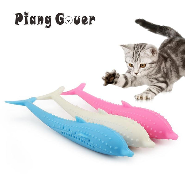 Soft Silicone Mint Fish Cat Toy Catnip Pet Toy Clean Teeth Toothbrush Chew Cats Toys